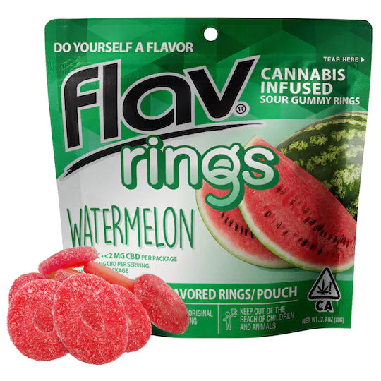 Flav Watermelon Rings Cannabis Edible Gummies for delivery in Long Beach California only at JuanaShoppe