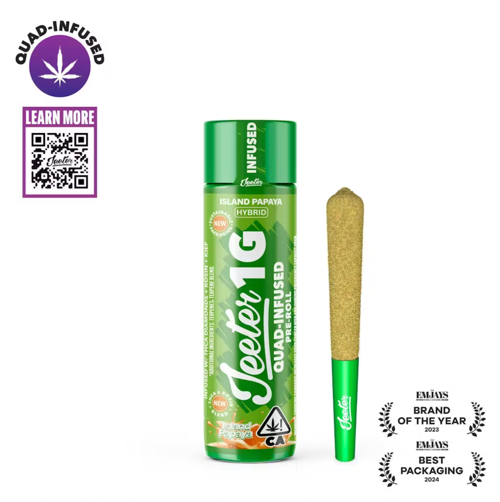 Island Papaya Quad Infused 1g Preroll